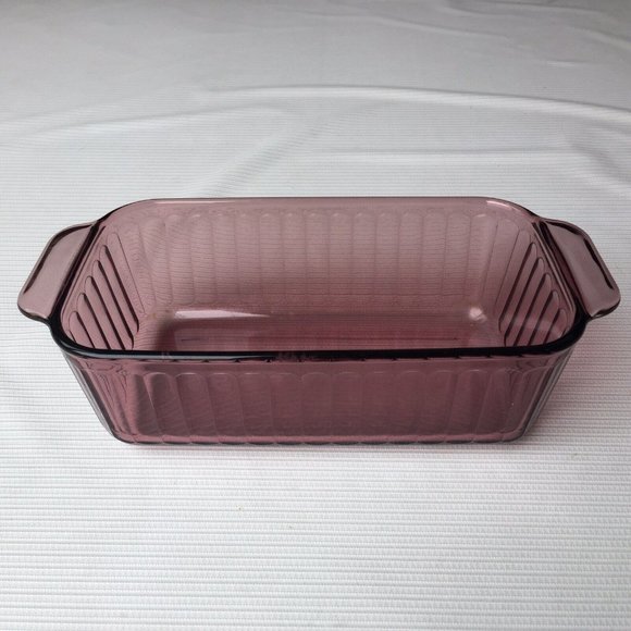 Pyrex Other - Pyrex Loaf Pan Baking Dish Cranberry Glass Purple Ribbed 1.5 Qt 213-S Bread Oven